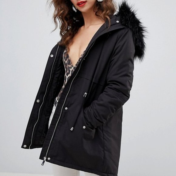 new look faux fur hoodie